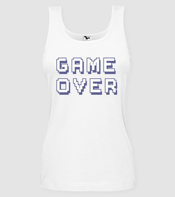 Game Over model alb pe tricou