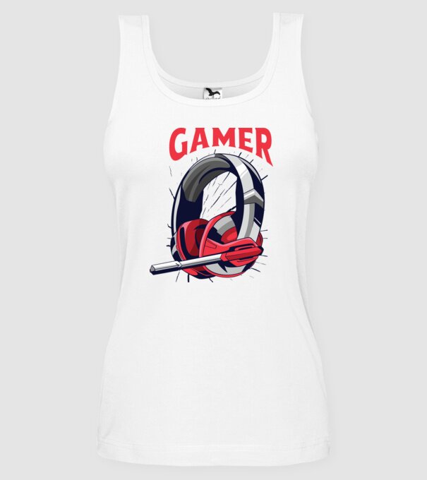 Căști Gamer model alb pe tricou