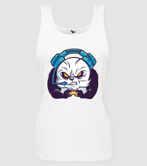 Gamer Panda model alb pe tricou