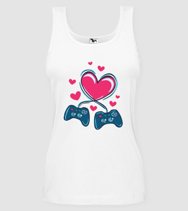 Dragoste Gamer model alb pe tricou
