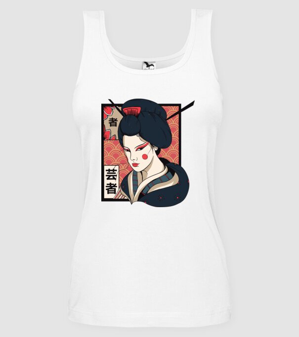 Geisha Japonia model alb pe tricou