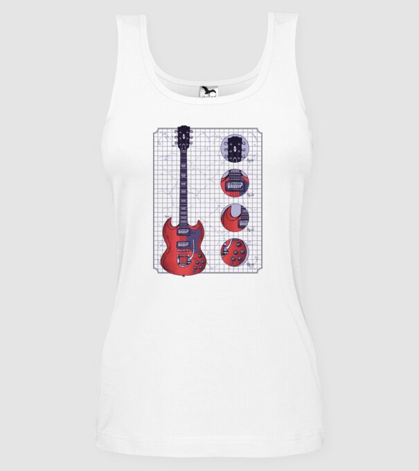 Gibson Chitară desen model alb pe tricou