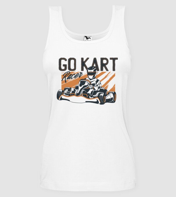 Concurent Go-kart model alb pe tricou