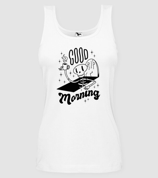 Good Morning Coffee model alb pe tricou