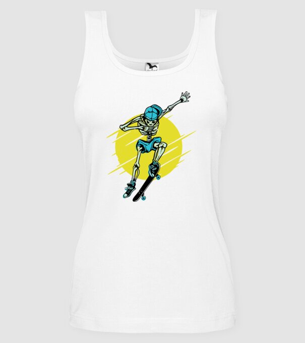 Schelet Skateboarder model alb pe tricou