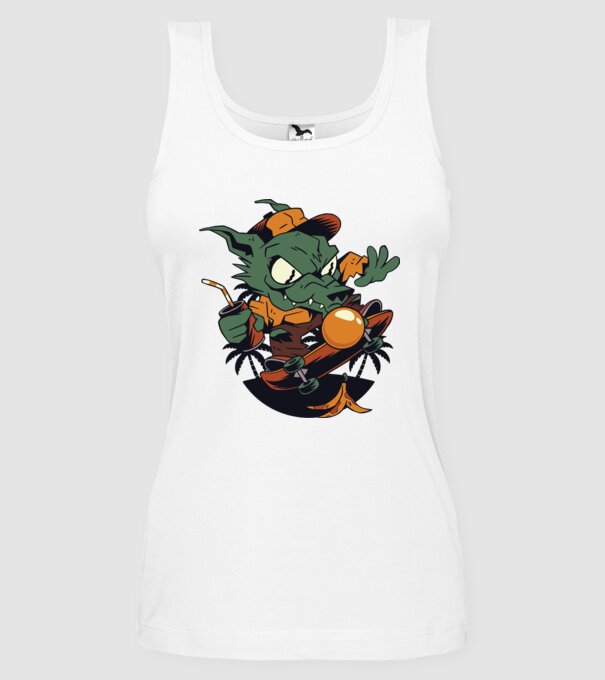 Vârcolac Skateboarder model alb pe tricou