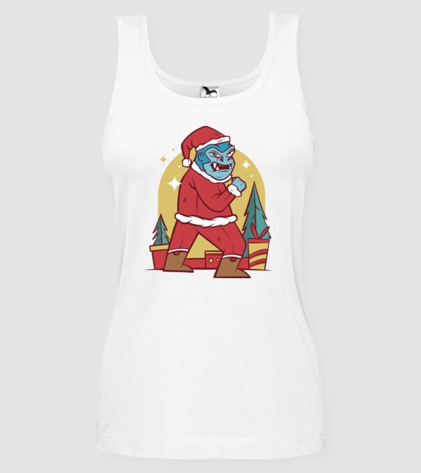 Gorila Santa model alb pe tricou