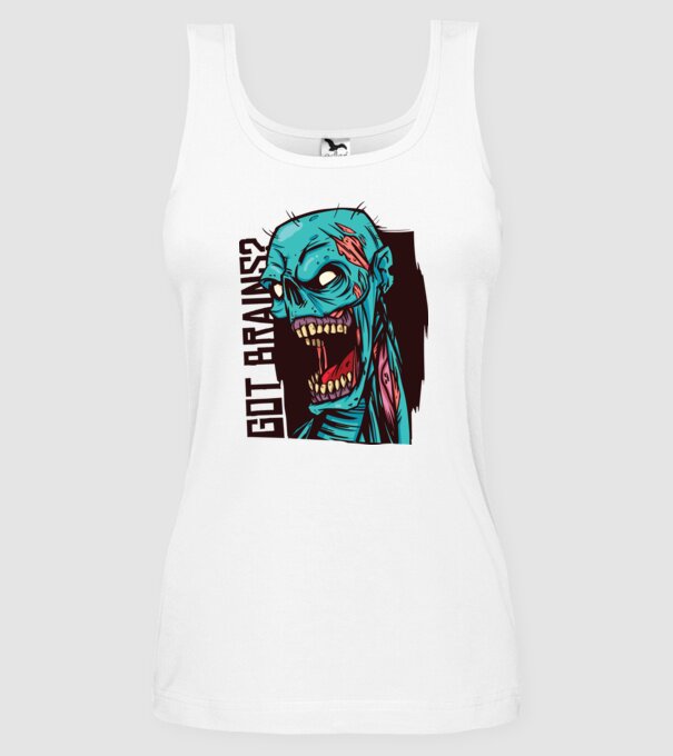 Got Brains? Cap Zombie model alb pe tricou