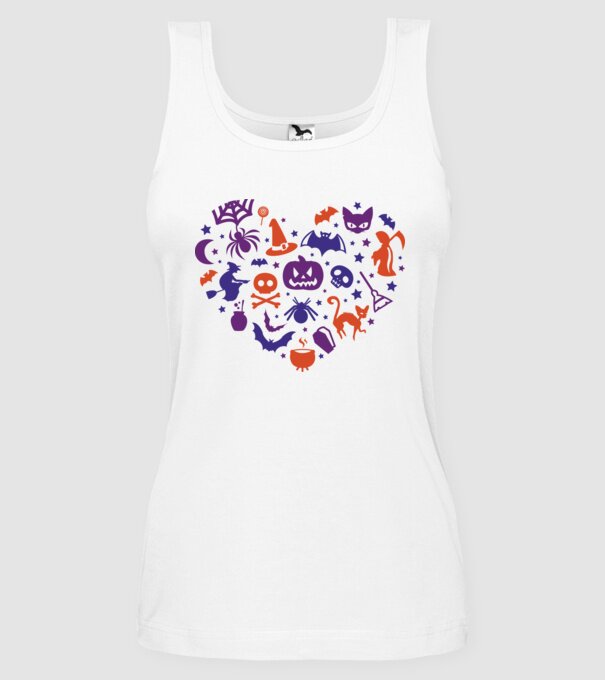 Inimă Halloween model alb pe tricou