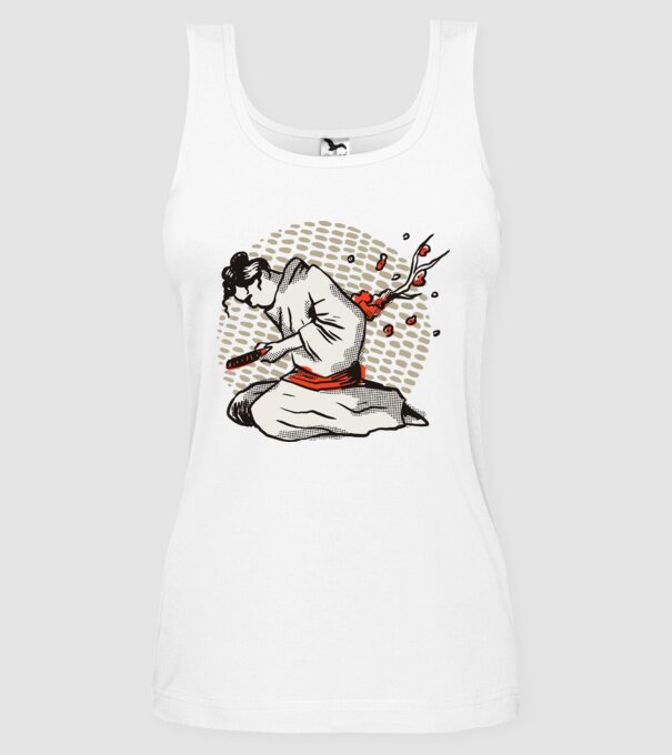 Samurai Harakiri model alb pe tricou