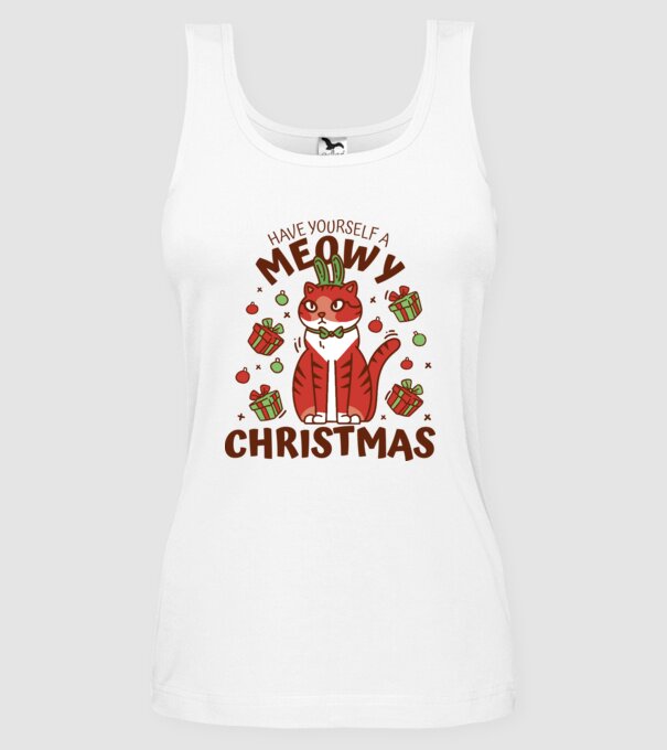 Have yourself a Meowy Christmas - Cicás Karácsony model alb pe tricou