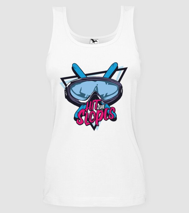 Hit the Slopes - tricou schi model alb pe tricou