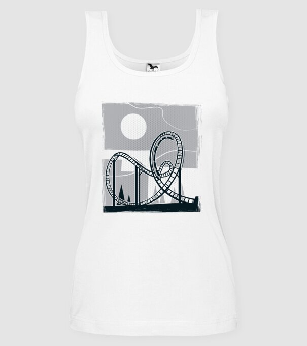 Roller coaster model alb pe tricou