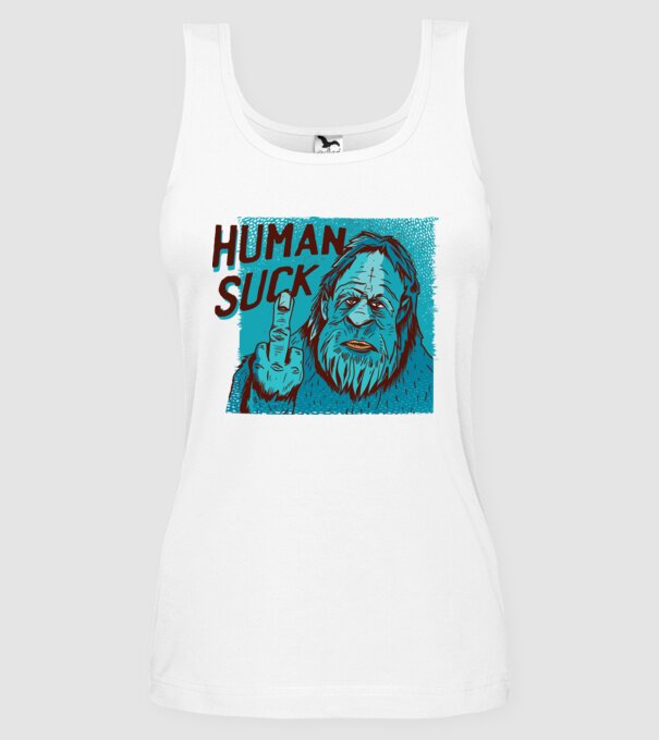 Human Suck - Yeti spune tricou amuzant antisocial model alb pe tricou