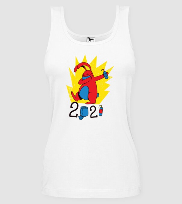 Paște 2021 - Iepuraș cu mască model alb pe tricou