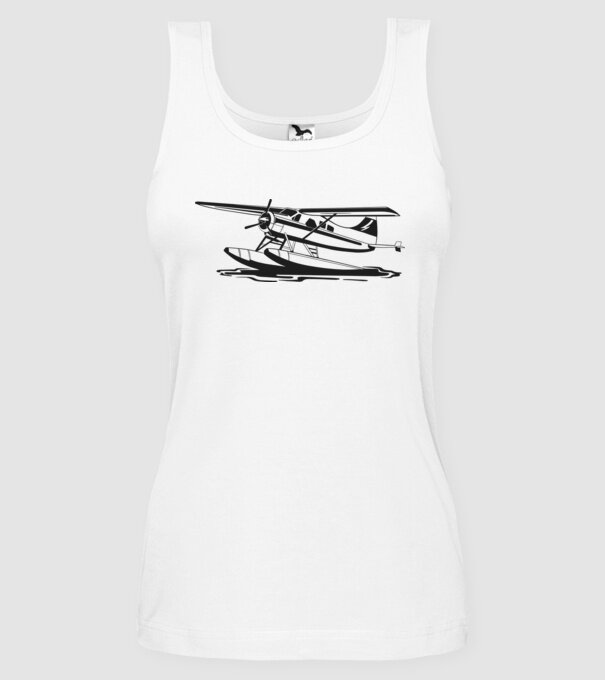 Hydroplane avion model alb pe tricou