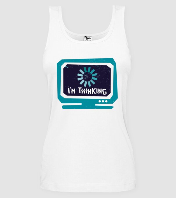 'I''m thinking Mă gândesc' model alb pe tricou