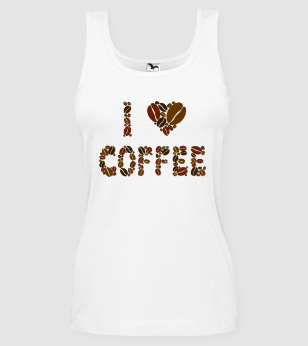 I Love Coffee model alb pe tricou
