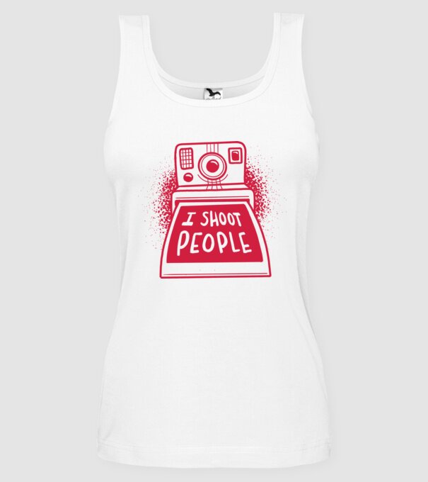 I shoot people - Fotograf model alb pe tricou