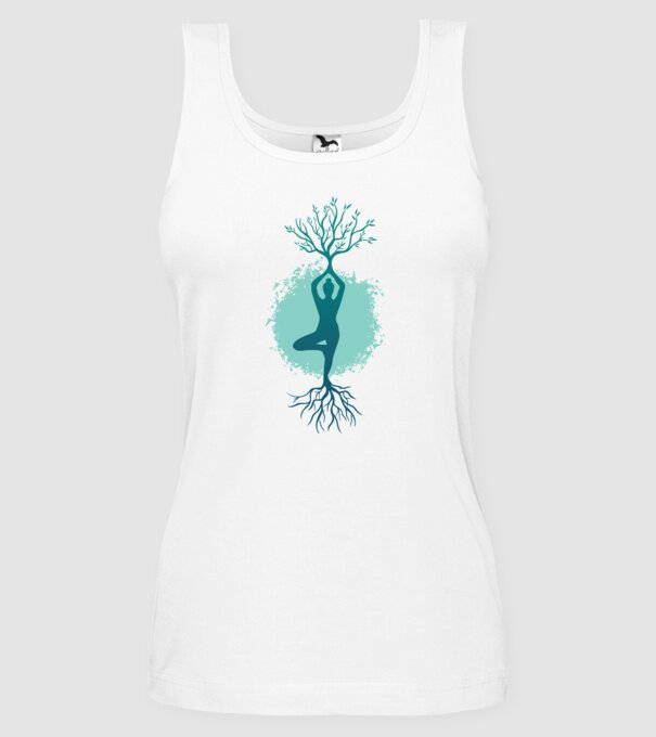Yoga Natură model alb pe tricou