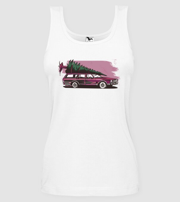 Pom de Crăciun cu mașină Retro tricou model alb pe tricou
