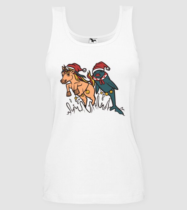 Animale de Crăciun model alb pe tricou