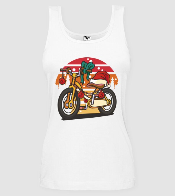 Bicicletă de Crăciun model alb pe tricou