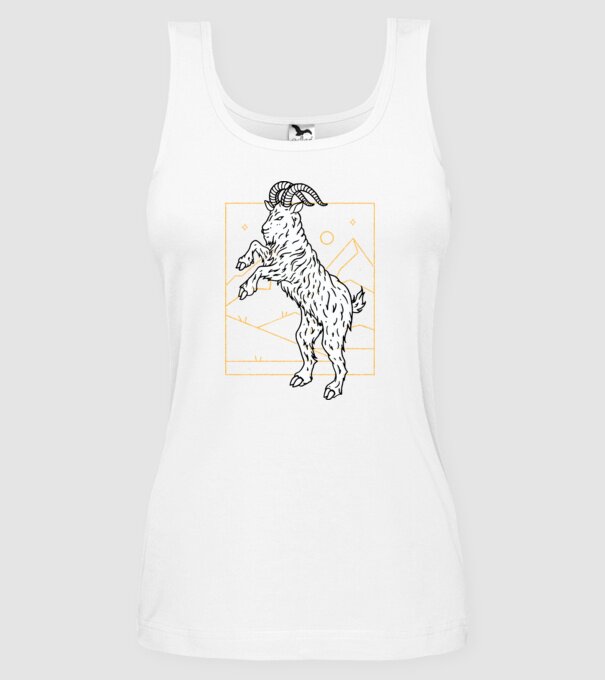 Capră model alb pe tricou