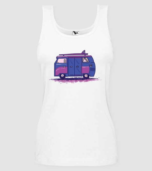Mașină de camping model alb pe tricou
