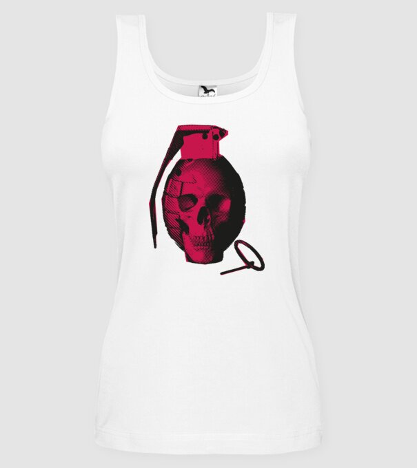 Grenadă de mână Craniu model alb pe tricou