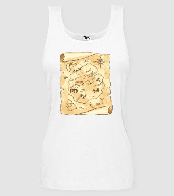 Hartă cu comori model alb pe tricou