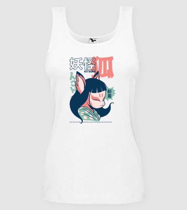 Kitsune Yokai Anime model alb pe tricou