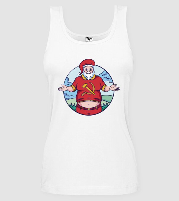 Moș Crăciun comunist model alb pe tricou