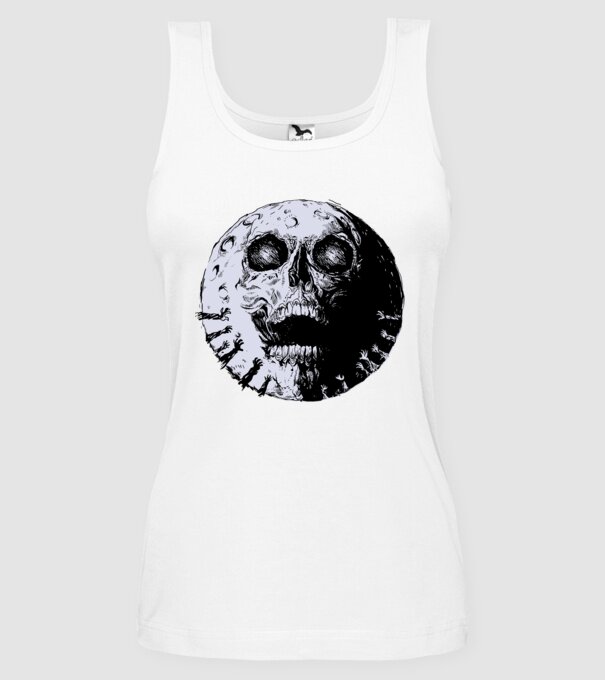 Craniu Lună model alb pe tricou