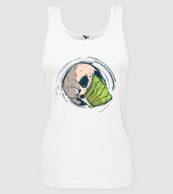 Craniu cu mască model alb pe tricou