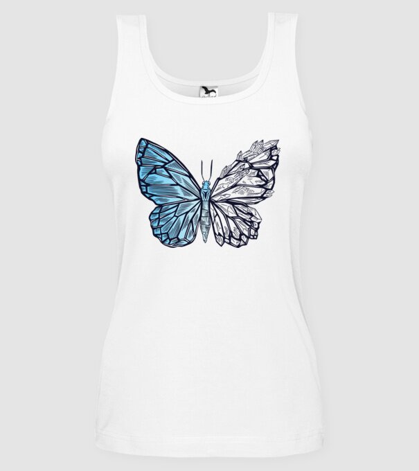 Fluture cristal model alb pe tricou