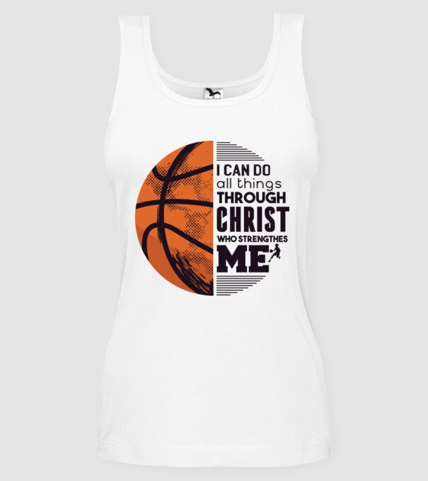 Cu ajutorul lui Hristos reușim Baschetbalist model alb pe tricou