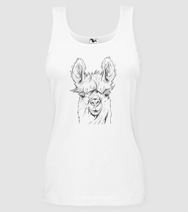 Cap de Lama model alb pe tricou