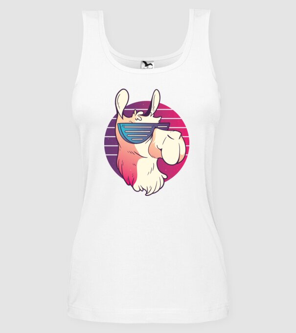 Llama ochelari de soare retro tricou model alb pe tricou