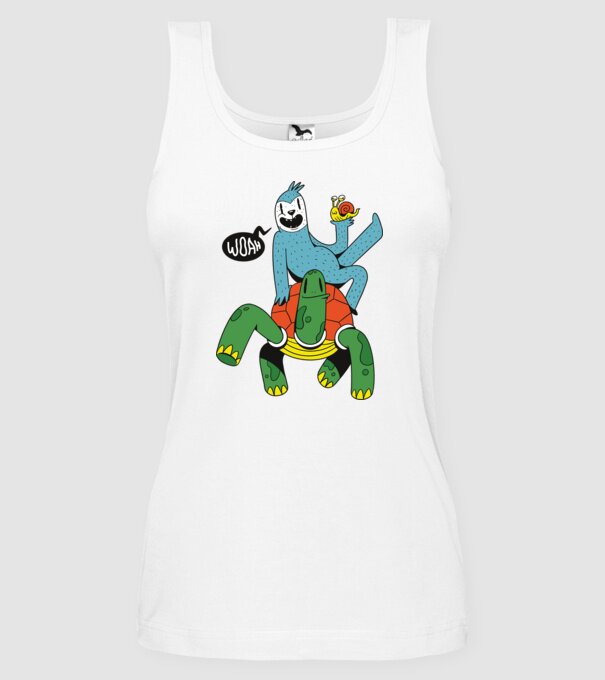 Animale lente model alb pe tricou