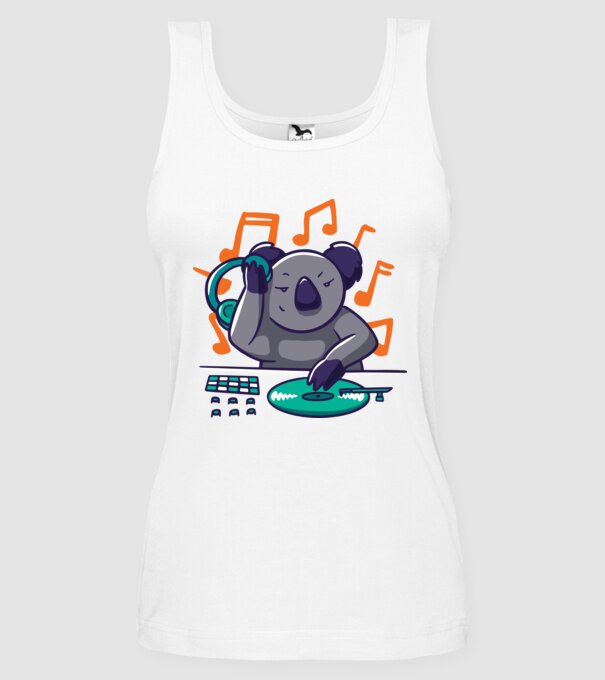 Koala DJ model alb pe tricou