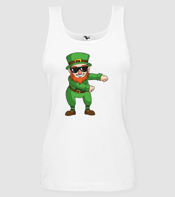 Leprechaun Floss DAB model alb pe tricou