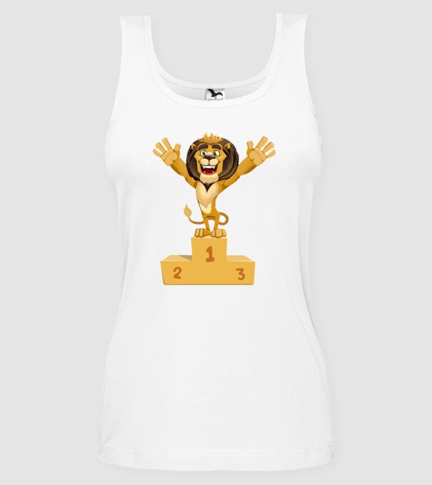 lion champion model alb pe tricou