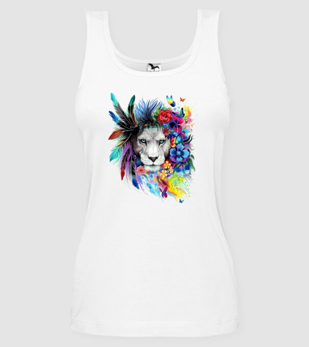 lion color jungle model alb pe tricou