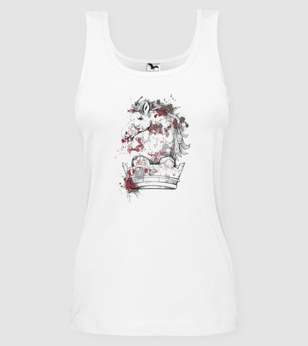 Coroană Cal - Șah model alb pe tricou