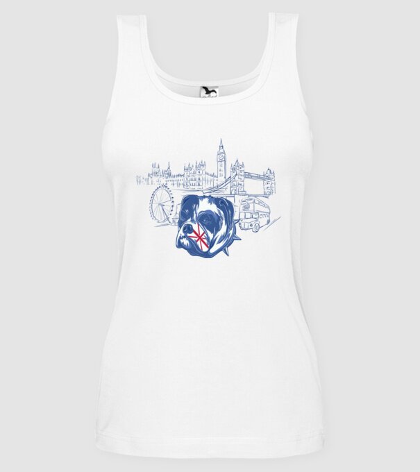 London Bulldog model alb pe tricou