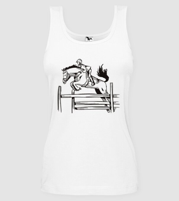 Călăreț model alb pe tricou