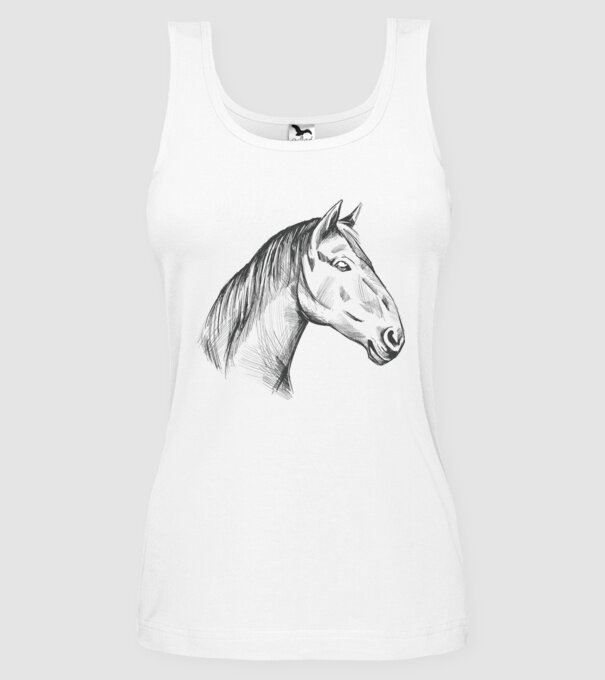 Desen cu cal model alb pe tricou