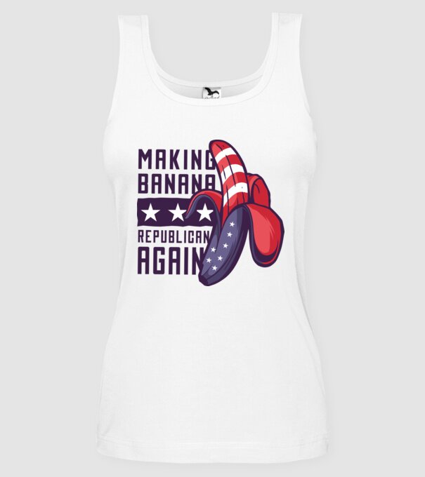 Make Banana Republican Again model alb pe tricou