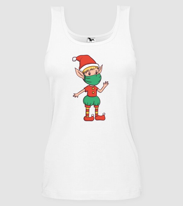 Elf cu mască model alb pe tricou